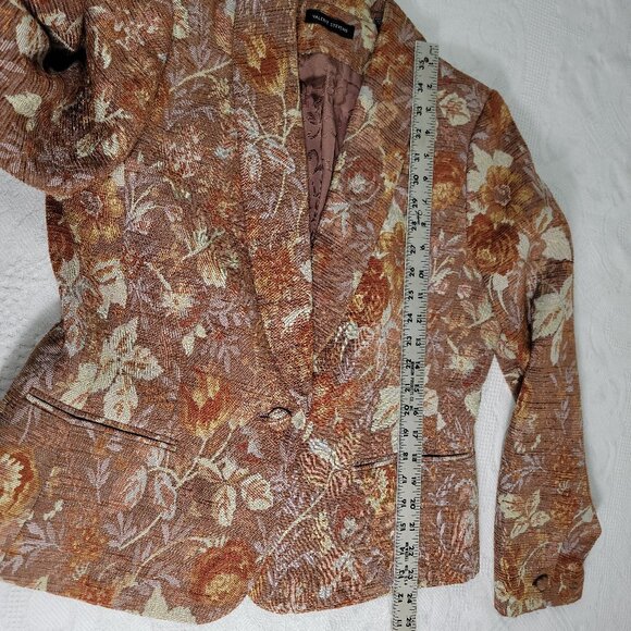 Valerie Stevens women's fall blazer textured autumn leaves one button Size 12 - Picture 10 of 12